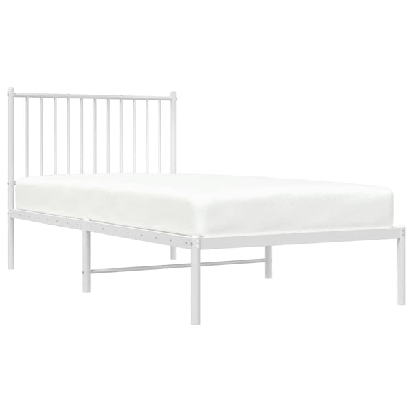 Vidaxl Metal Bed Frame Without Mattress Headboard White 90X190 Cm Single Bed Frames