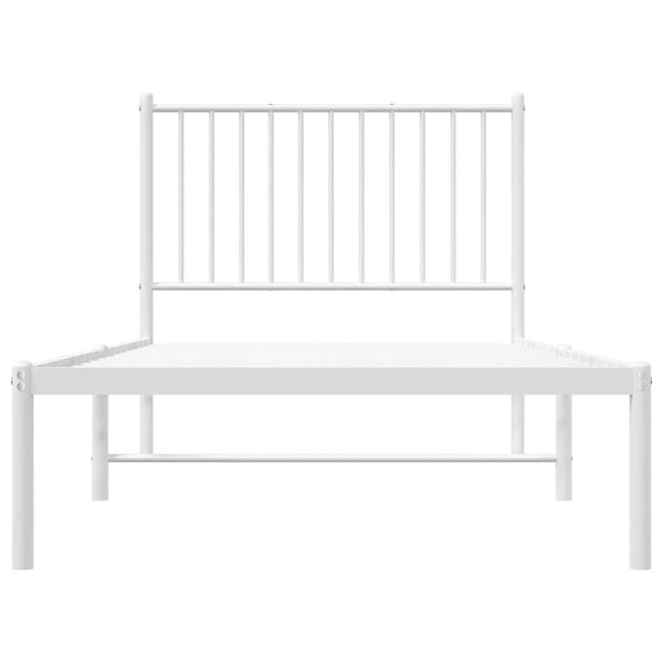 Vidaxl Metal Bed Frame Without Mattress Headboard White 90X190 Cm Single Bed Frames