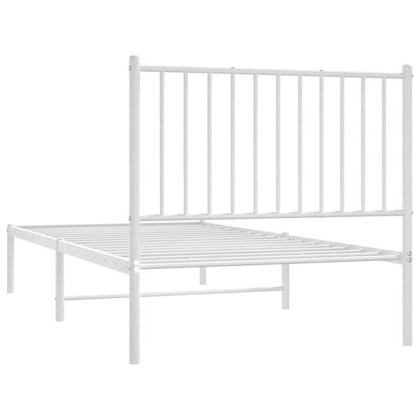Vidaxl Metal Bed Frame Without Mattress Headboard White 90X190 Cm Single Bed Frames