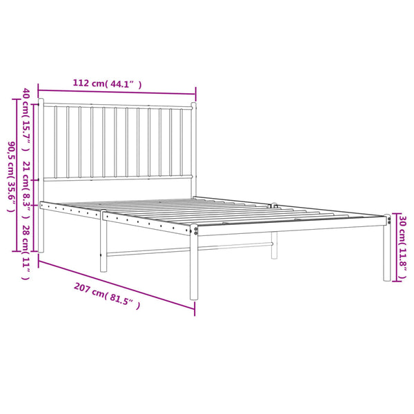 Metal Bed Frame With Headboard White 107X203 Cm King Single Bed Frames
