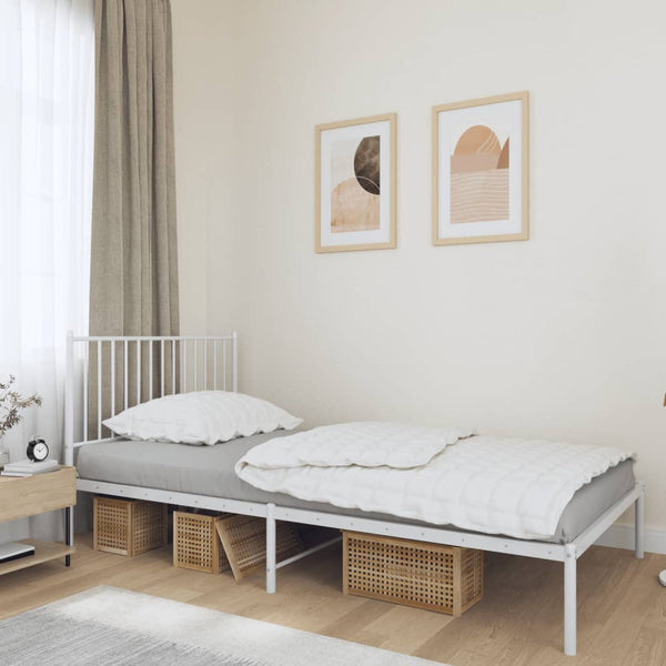 Metal Bed Frame With Headboard White 107X203 Cm King Single Bed Frames