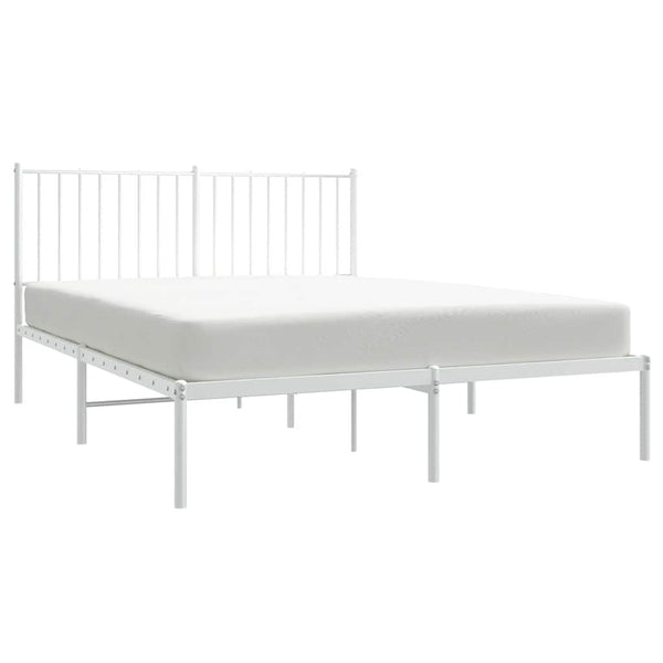 Metal Bed Frame With Headboard White 137X187 Cm Double Double Bed Frames