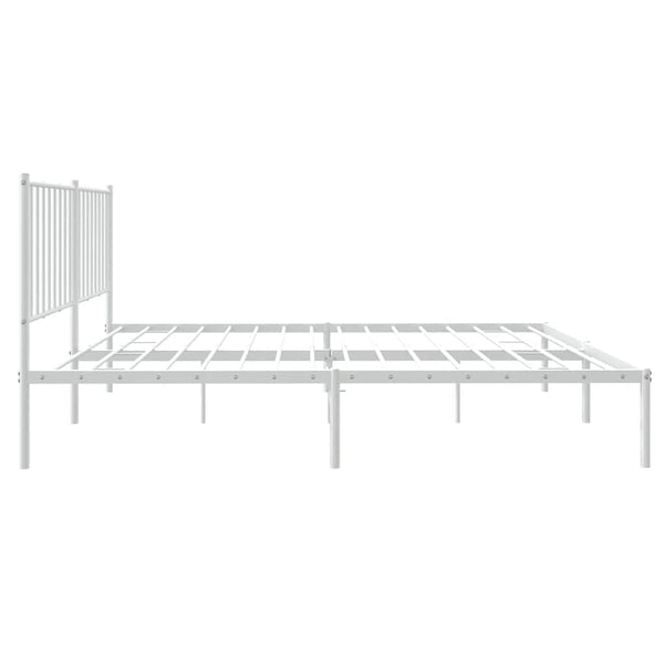 Metal Bed Frame With Headboard White 137X187 Cm Double Double Bed Frames