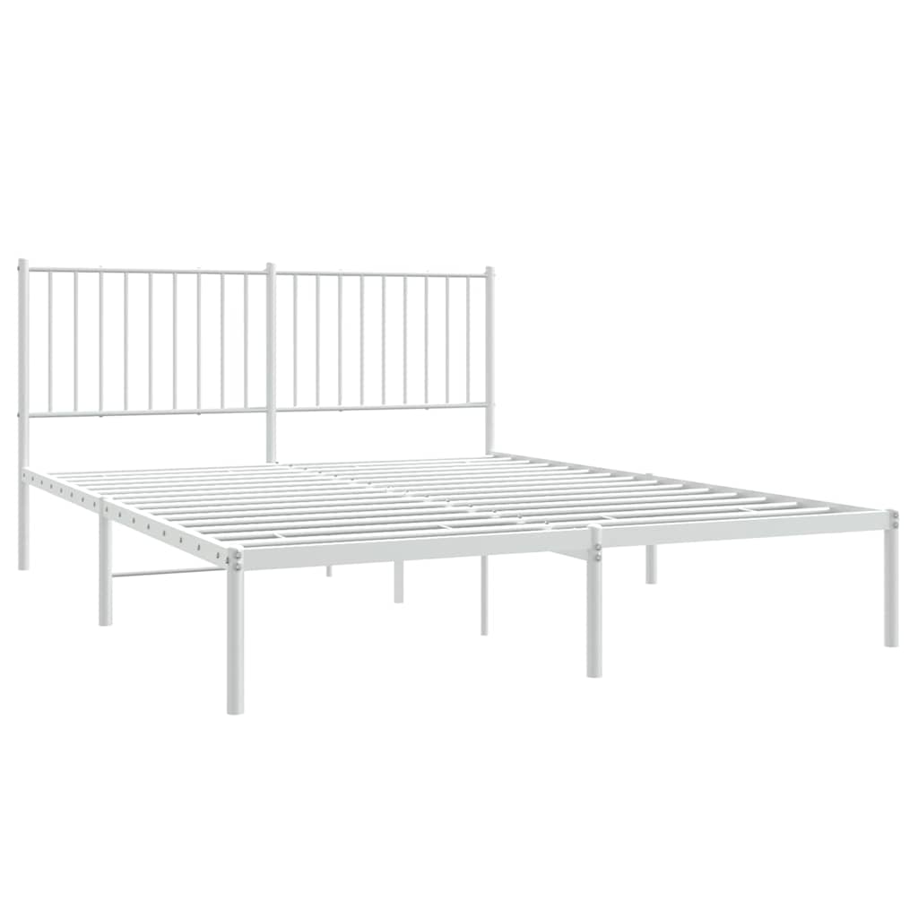 Metal Bed Frame With Headboard White 153X203 Cm Queen Queen Bed Frames