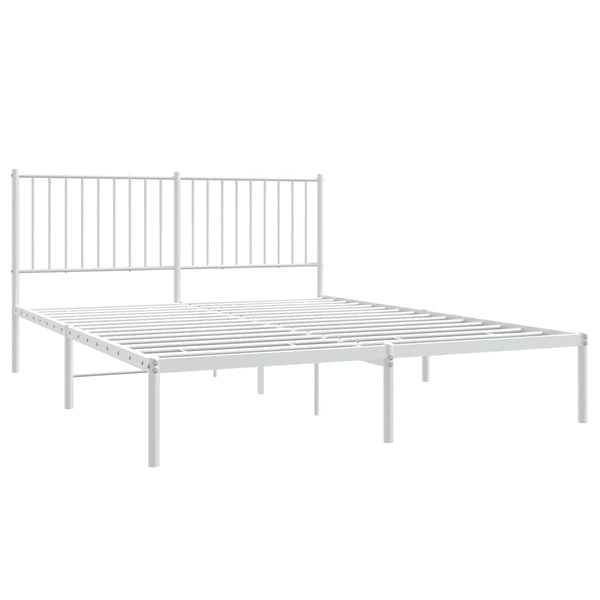 Metal Bed Frame With Headboard White 153X203 Cm Queen Queen Bed Frames