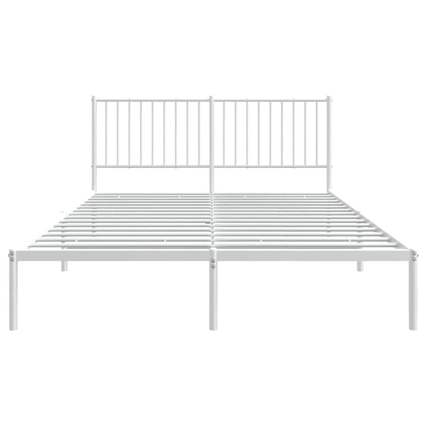 Metal Bed Frame With Headboard White 153X203 Cm Queen Queen Bed Frames