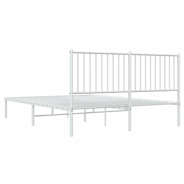 Metal Bed Frame With Headboard White 153X203 Cm Queen Queen Bed Frames