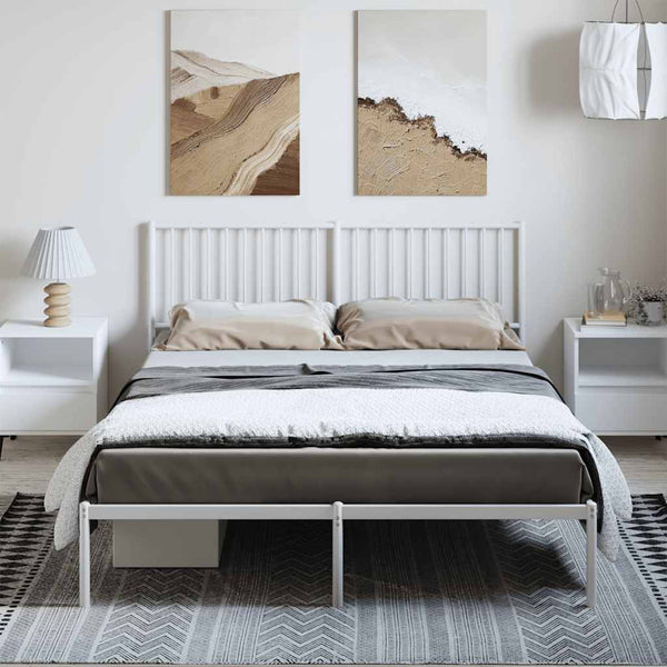 Metal Bed Frame With Headboard White 153X203 Cm Queen Queen Bed Frames