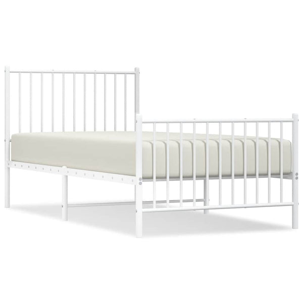 Vidaxl Metal Bed Frame Without Mattress Footboard White 90X190 Cm Single Bed Frames