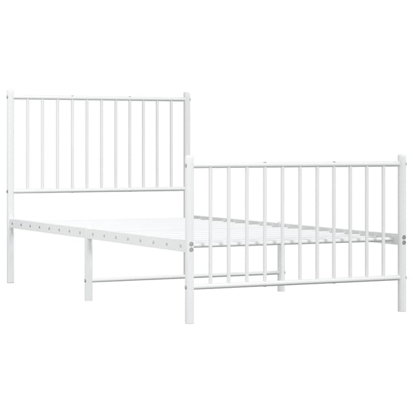 Vidaxl Metal Bed Frame Without Mattress Footboard White 90X190 Cm Single Bed Frames