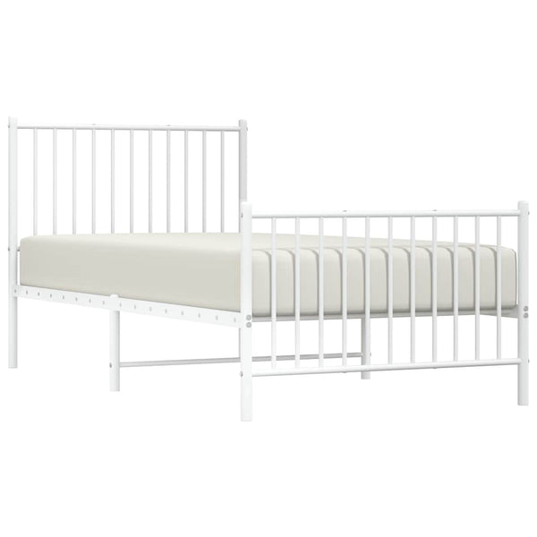 Vidaxl Metal Bed Frame Without Mattress Footboard White 90X190 Cm Single Bed Frames