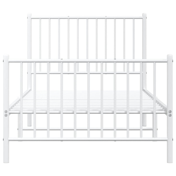 Vidaxl Metal Bed Frame Without Mattress Footboard White 90X190 Cm Single Bed Frames
