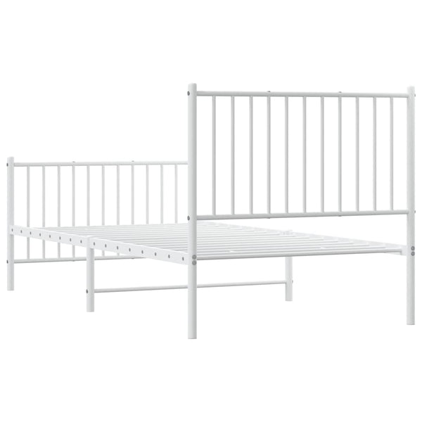 Vidaxl Metal Bed Frame Without Mattress Footboard White 90X190 Cm Single Bed Frames