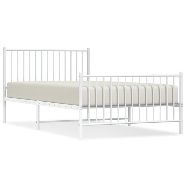 Metal Bed Frame With Headboard And Footboard White 107X203 Cm King Single Bed Frames