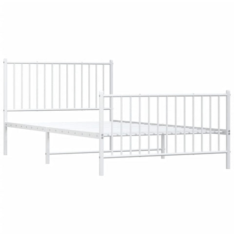 Metal Bed Frame With Headboard And Footboard White 107X203 Cm King Single Bed Frames