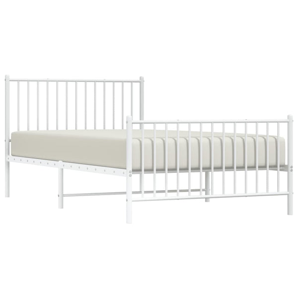 Metal Bed Frame With Headboard And Footboard White 107X203 Cm King Single Bed Frames