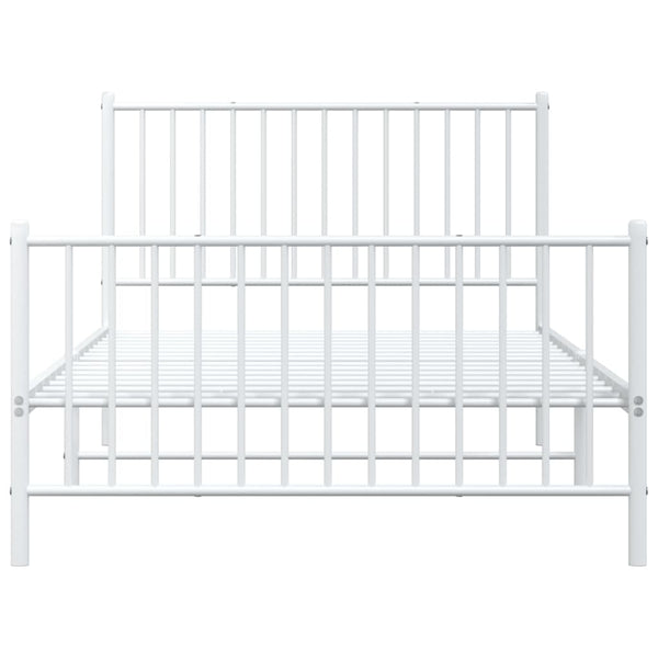 Metal Bed Frame With Headboard And Footboard White 107X203 Cm King Single Bed Frames
