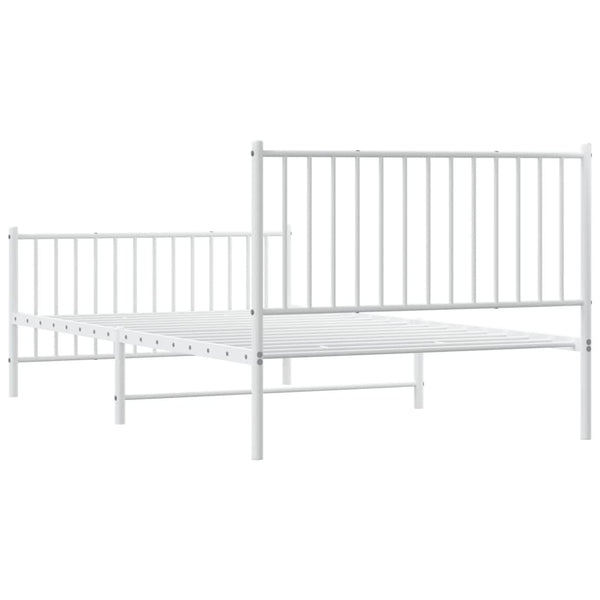Metal Bed Frame With Headboard And Footboard White 107X203 Cm King Single Bed Frames