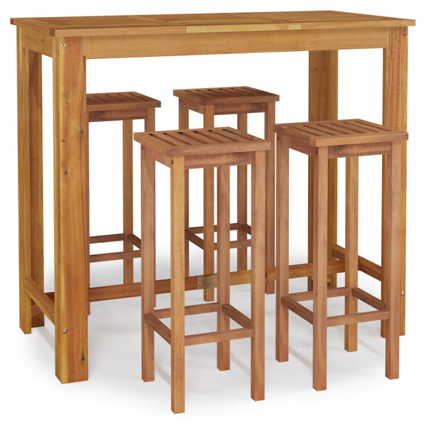 Vidaxl 5 Piece Garden Bar Set Solid Wood Acacia Benches Bar Stools