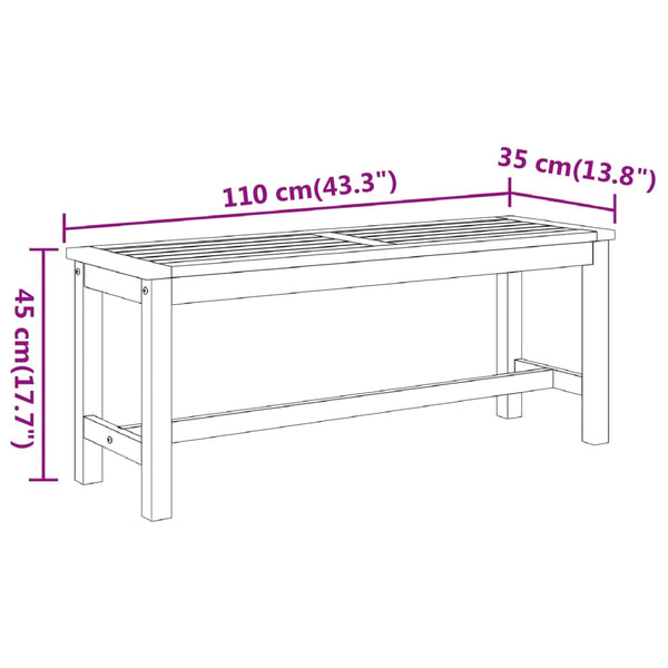 Vidaxl Garden Bench 110X35x45 Cm Solid Wood Acacia Patio Benches