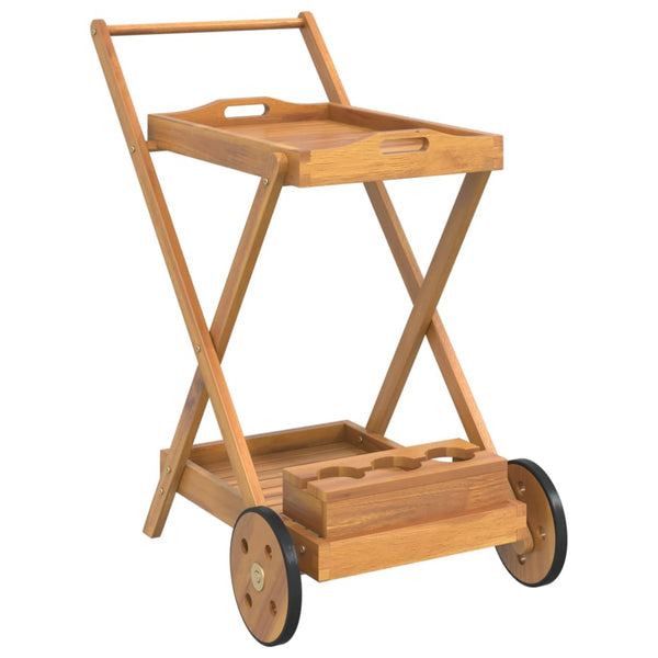 Tea Trolley 54X87x90 Cm Solid Wood Acacia Kitchen Carts