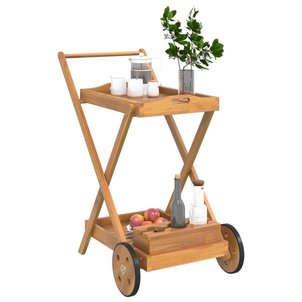 Tea Trolley 54X87x90 Cm Solid Wood Acacia Kitchen Carts