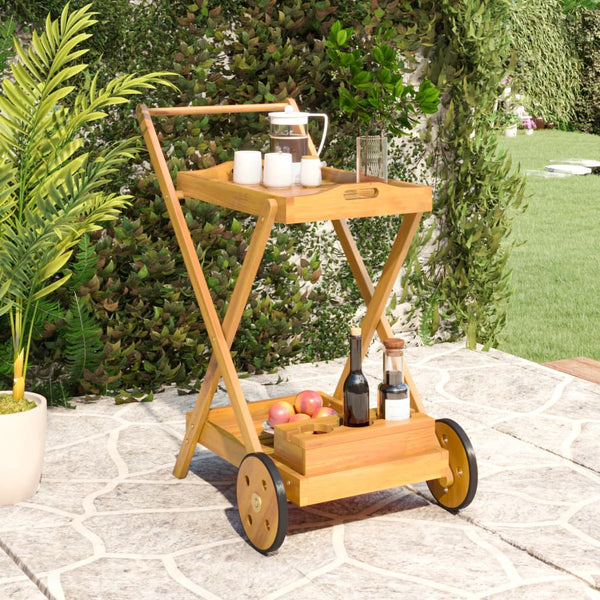 Tea Trolley 54X87x90 Cm Solid Wood Acacia Kitchen Carts
