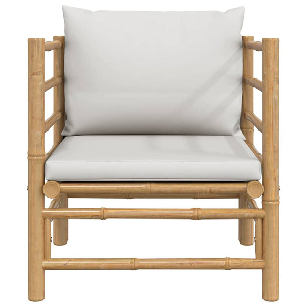 Vidaxl Garden Sofa With Light Grey Cushions Bamboo Patio Chairs