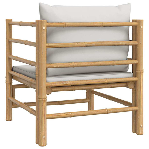 Vidaxl Garden Sofa With Light Grey Cushions Bamboo Patio Chairs