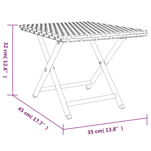 Folding Table Black 45X35x32 Cm Poly Rattan Patio & Garden Tables