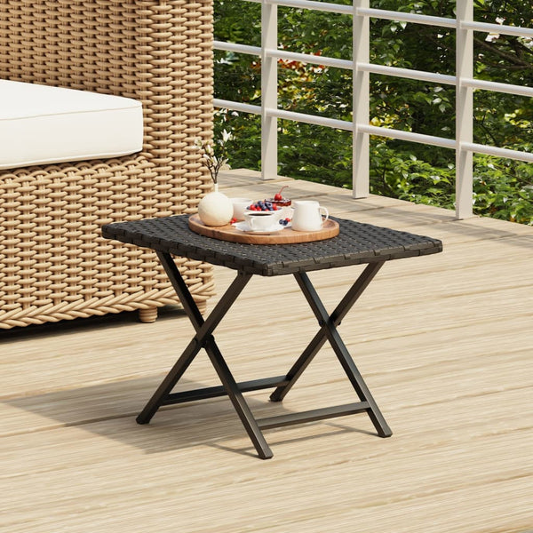 Folding Table Black 45X35x32 Cm Poly Rattan Patio & Garden Tables