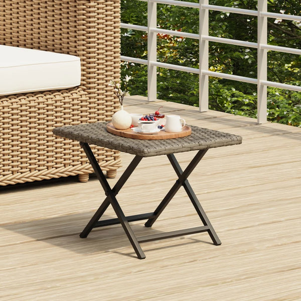 Folding Table Grey 45X35x32 Cm Poly Rattan Patio & Garden Tables