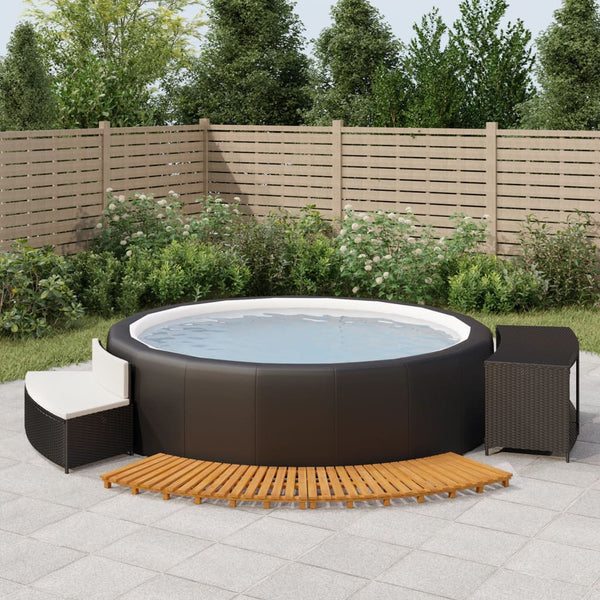 Hot Tub Surround Black Poly Rattan And Solid Wood Acacia Hot Tubs