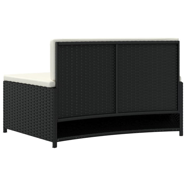 Spa Benches With Cushions 2 Pcs Black Poly Rattan Patio Benches