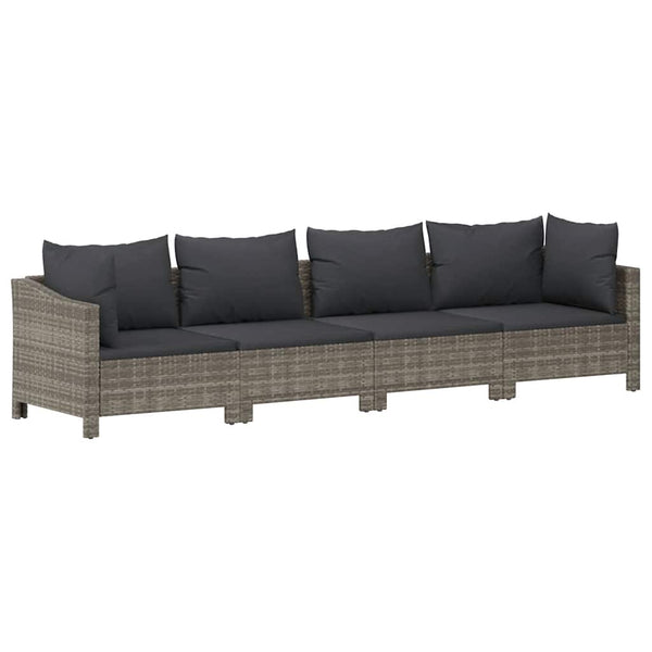 Vidaxl 4 Piece Garden Lounge Set With Cushions Grey Poly Rattan Other Patio & Garden Furniture