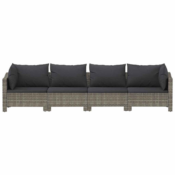 Vidaxl 4 Piece Garden Lounge Set With Cushions Grey Poly Rattan Other Patio & Garden Furniture