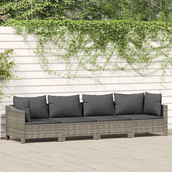 Vidaxl 4 Piece Garden Lounge Set With Cushions Grey Poly Rattan Other Patio & Garden Furniture