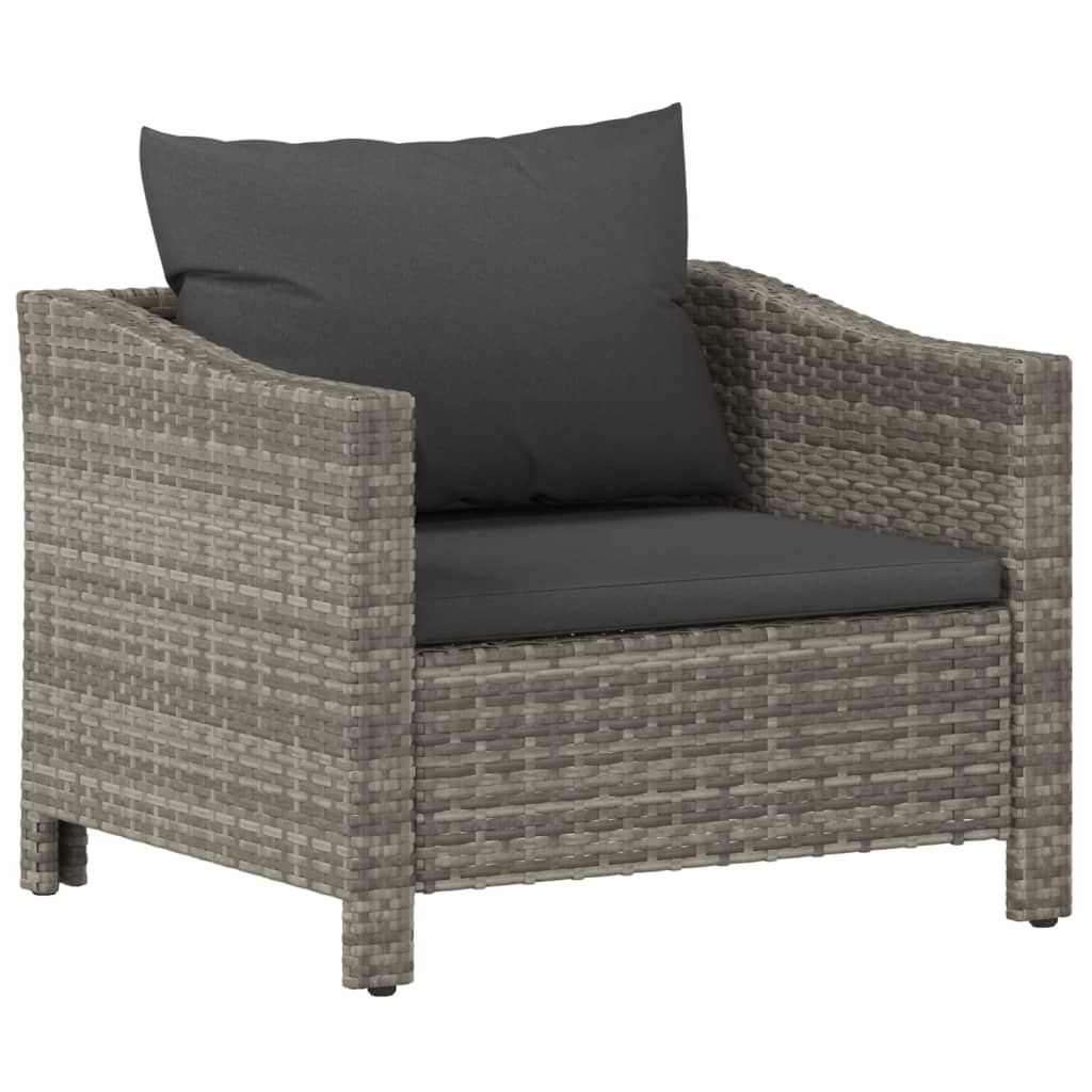 Garden Armchair With Cushion Grey Poly Rattan Patio Chairs