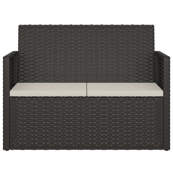 Garden Bench With Cushions Black 105 Cm Poly Rattan Patio Benches