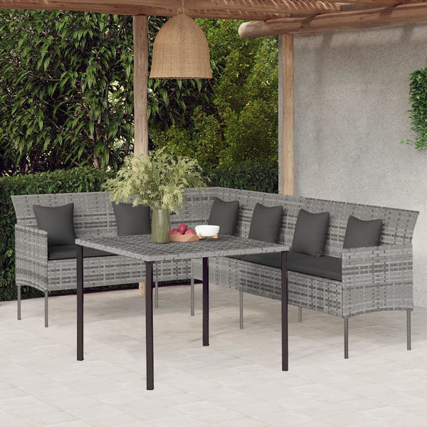 2 Piece Garden Dining Set With Cushions Grey Poly Rattan Outdoor Dining Sets