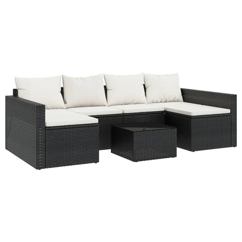 2 Piece Garden Lounge Set With Cushions Black Poly Rattan Patio Furniture Sets