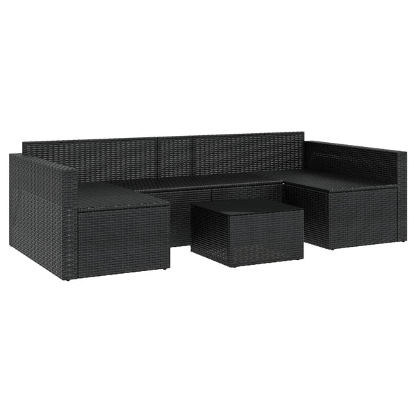 2 Piece Garden Lounge Set With Cushions Black Poly Rattan Patio Furniture Sets