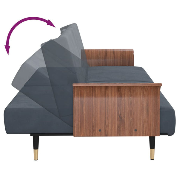 Sofa Bed With Cup Holders Dark Grey Velvet Sofa Beds