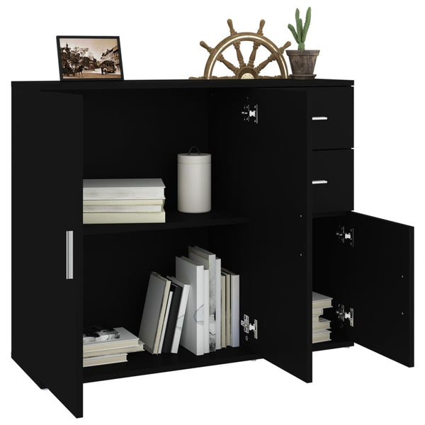 Sideboard Black 91X29.5X75 Cm Engineered Wood Sideboards & Buffets