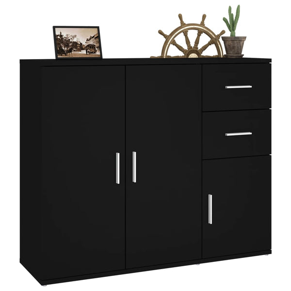Sideboard Black 91X29.5X75 Cm Engineered Wood Sideboards & Buffets