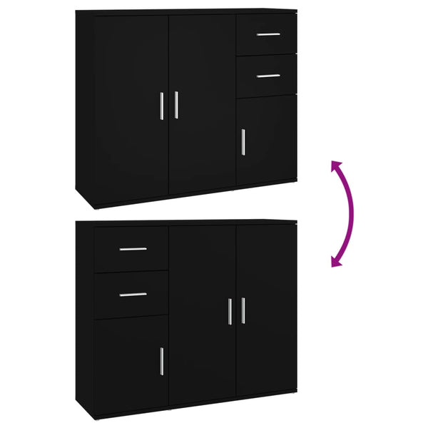 Sideboard Black 91X29.5X75 Cm Engineered Wood Sideboards & Buffets