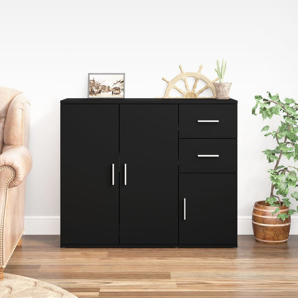 Sideboard Black 91X29.5X75 Cm Engineered Wood Sideboards & Buffets