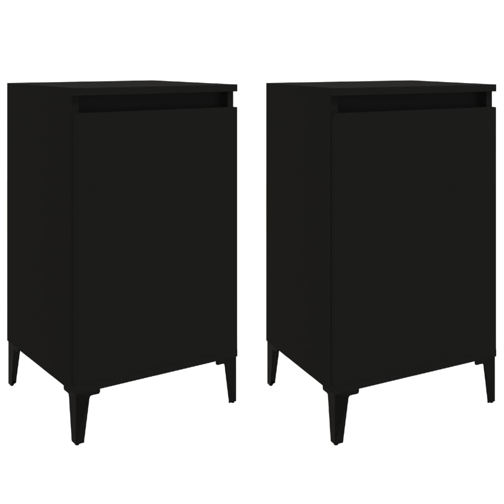 Bedside Cabinets 2 Pcs Black 40X35x70 Cm Engineered Wood Bedside Tables
