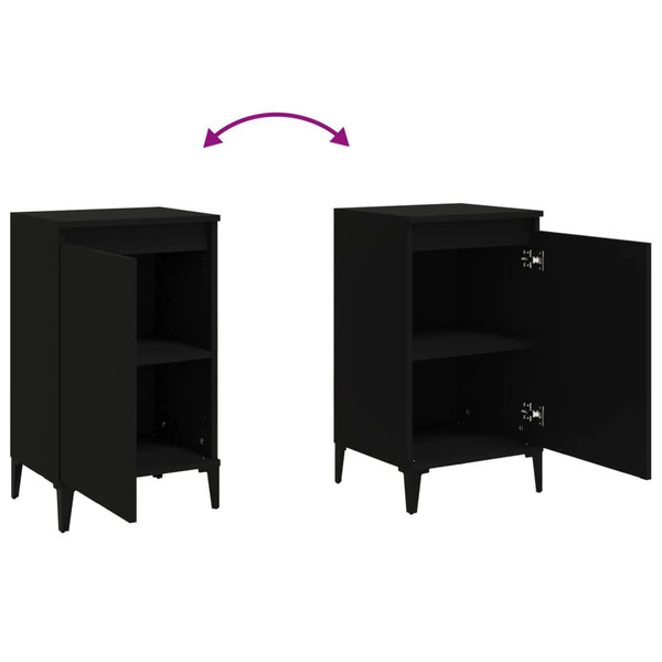 Bedside Cabinets 2 Pcs Black 40X35x70 Cm Engineered Wood Bedside Tables