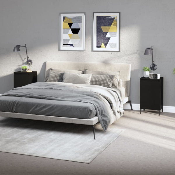 Bedside Cabinets 2 Pcs Black 40X35x70 Cm Engineered Wood Bedside Tables
